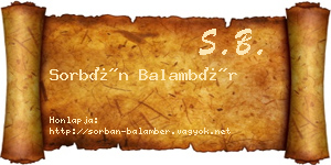 Sorbán Balambér névjegykártya